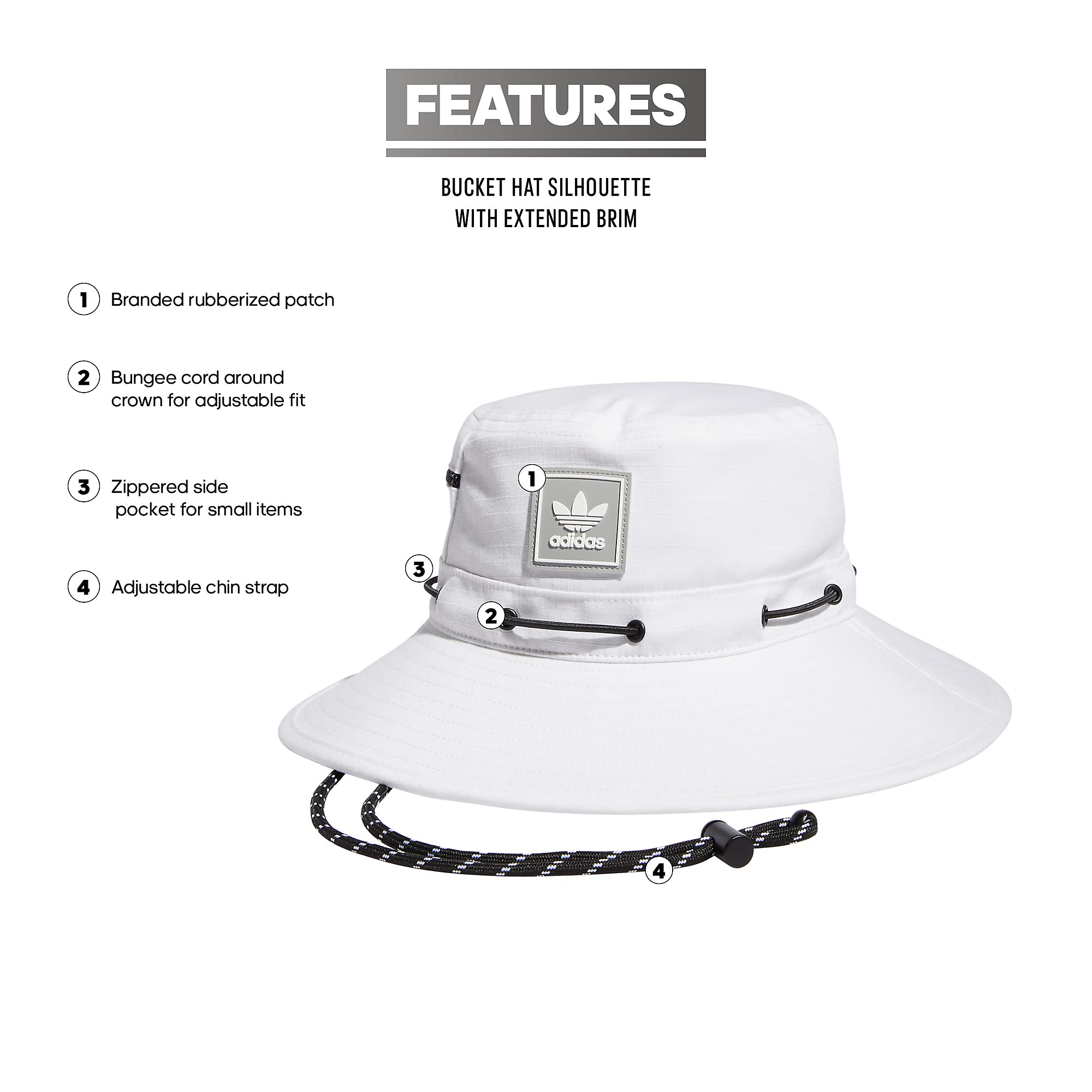 adidas Originals Utility Boonie Bucket Hat, White/Stone Grey, One Size