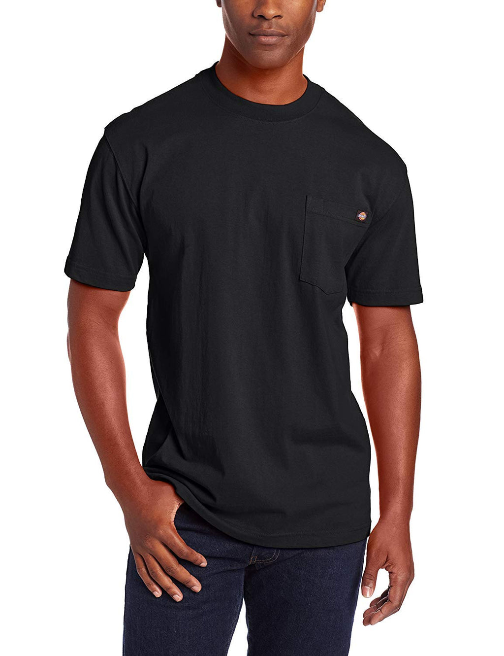 Dickies mens Heavyweight Crew Neck Short Sleeve Tee Henley Shirt, Black, Medium US