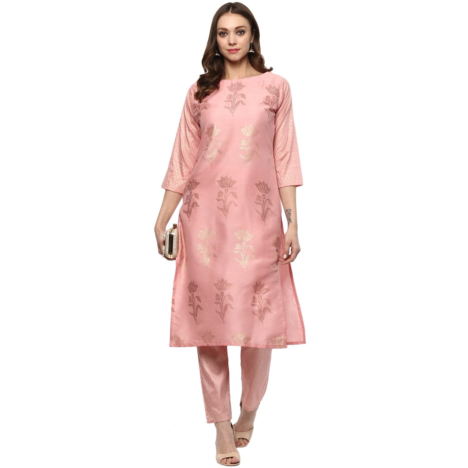 Ziyaa Women'S Synthetic Straight Ethnic Kurta (Zikups2068-S_Pink_Small)