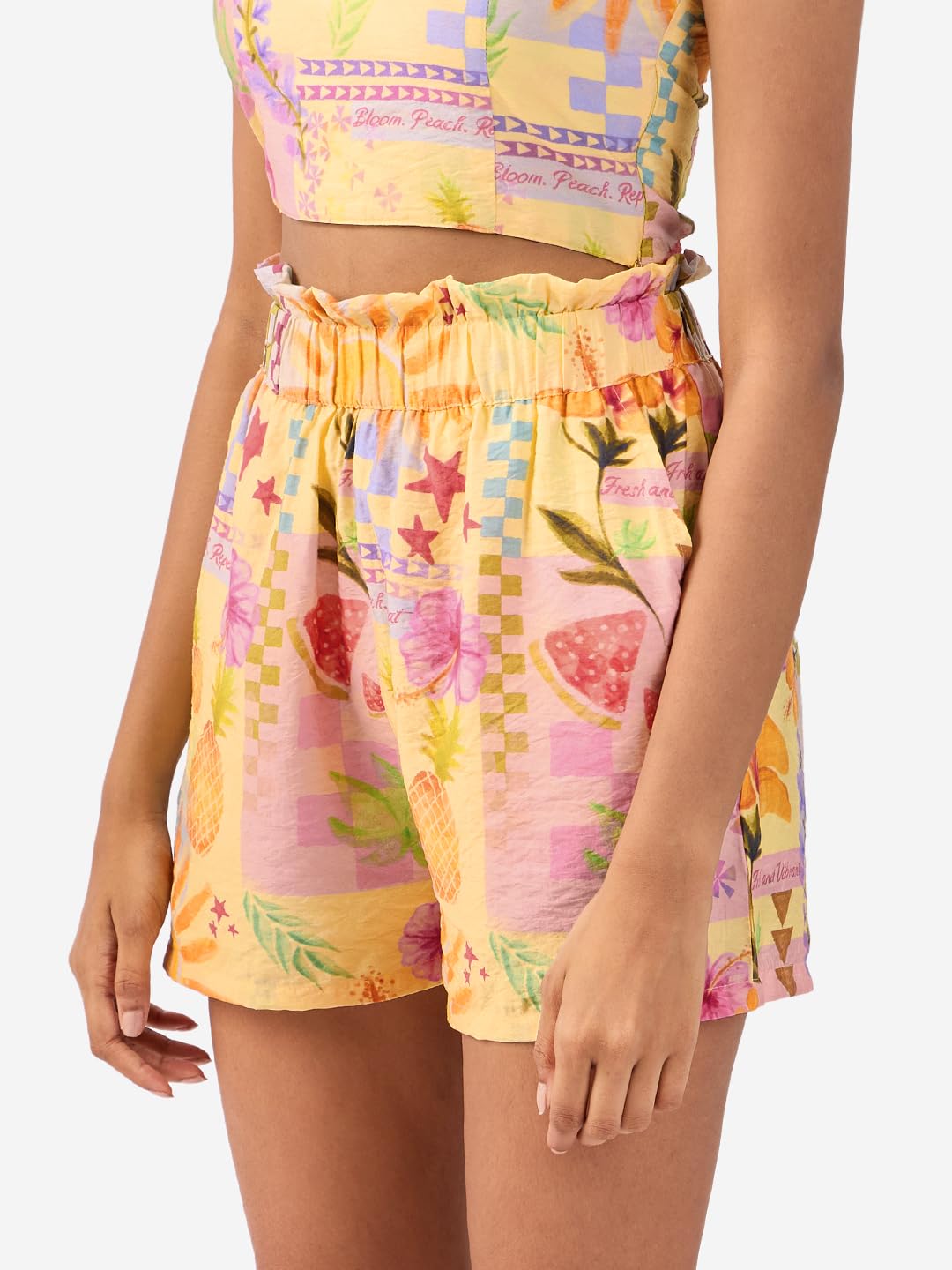 The Souled Store Tropical Summer Women and Girls Pull On All Over Printed Viscose Blend Shorts Multicolour