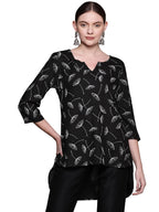 Ziyaa Floral Regular Women'S Black Rayon Printed Tunic (Zikury3872-Xxl