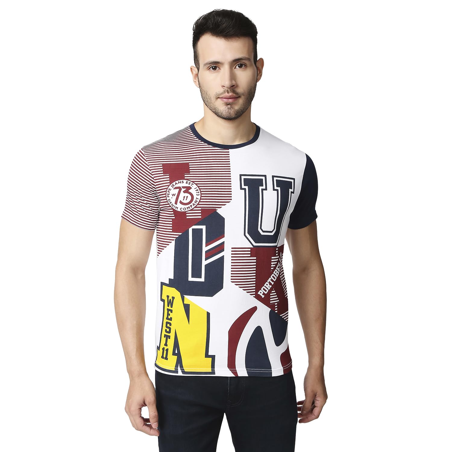 Pepe Jeans MenS Graphic Fitted T-Shirt (Pm508850_Navy M)