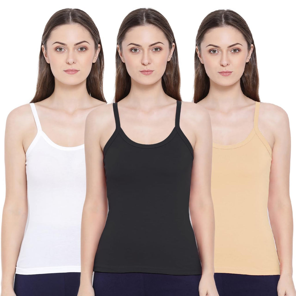 Rupa Softline Regular Women Super Combed Cotton Camisole, Under-Shirt, Stretchable and Body-Hugging, Solid Color,Pack of 3 (201-