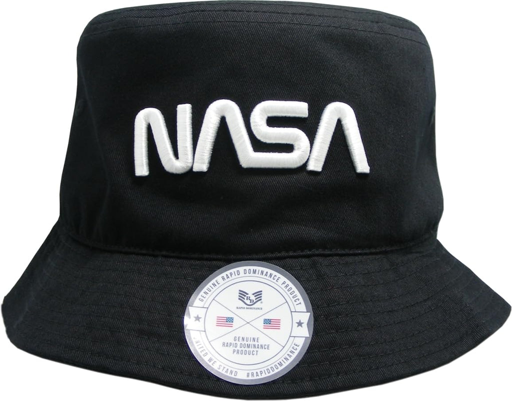 NASA Relaxed Bucket Hat,Worm,Black, L_XL