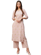 ANNI DESIGNER Ladies Cotton Kurta with Trousers, pink, S