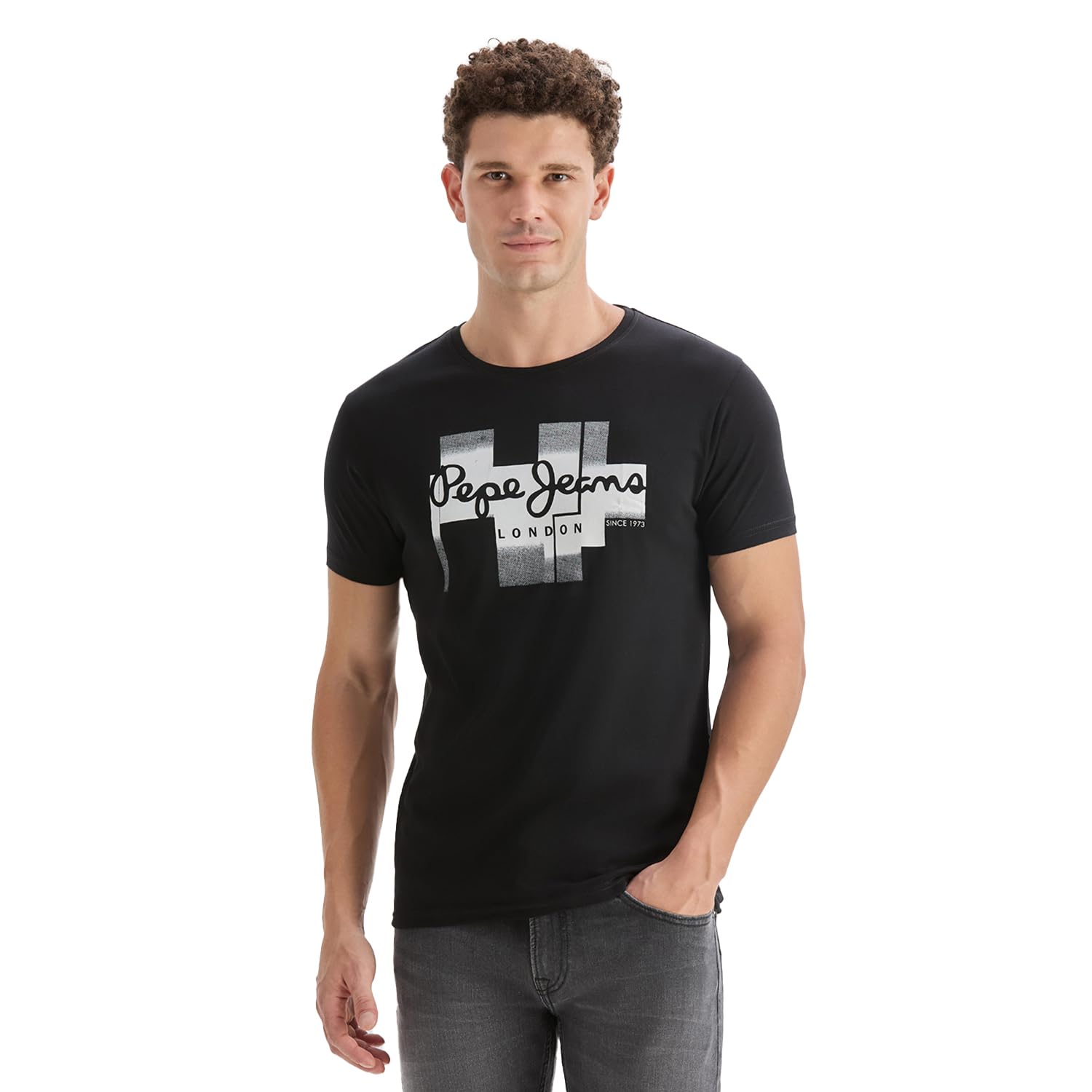 MenS Black Graphic Logo T-Shirt