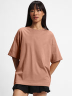 JUNEBERRY Pure Cotton Drop Shoulder Oversized Baggy Fit Half Sleeve Plain Solid Round Neck Multicolor T-Shirt for Women & Girls