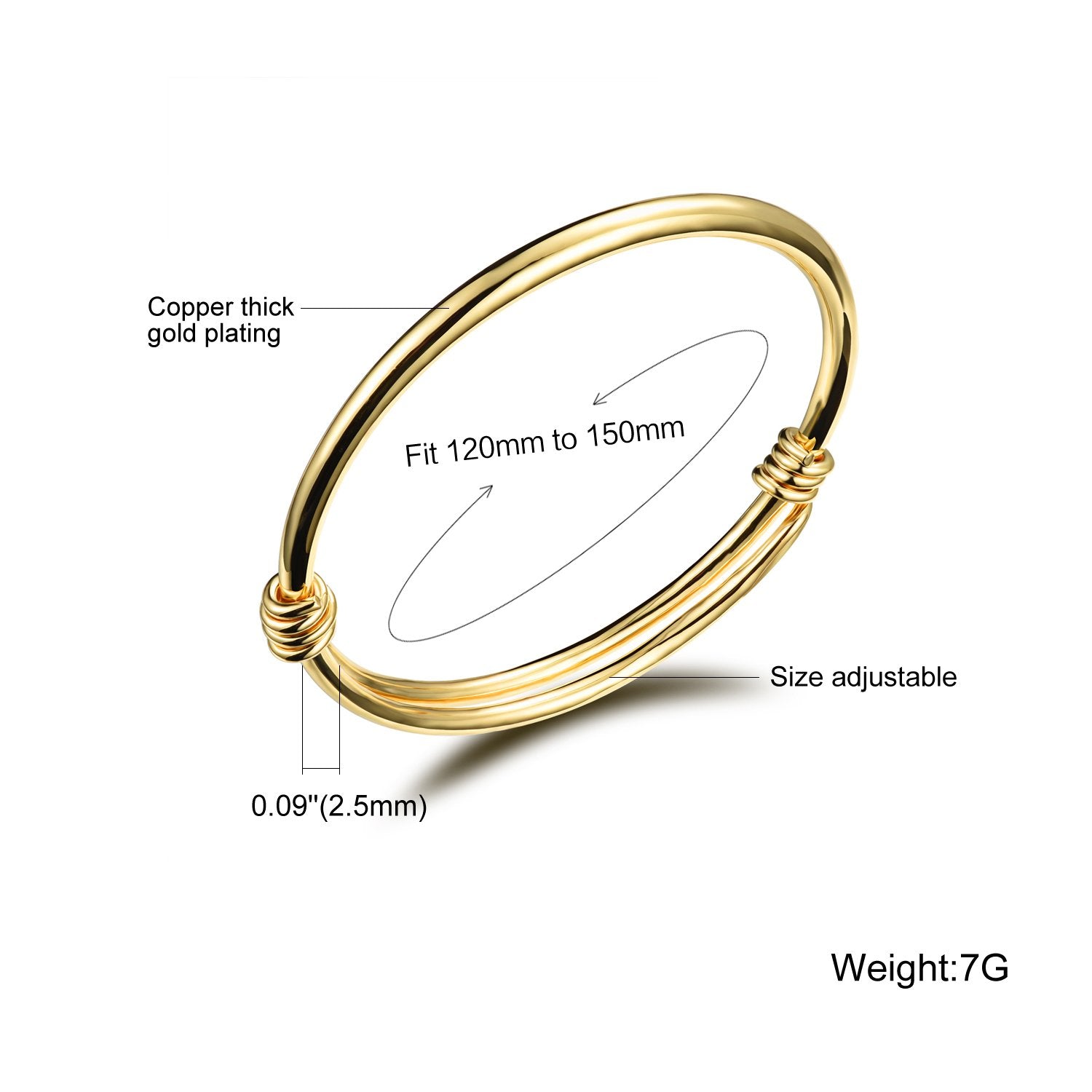 Children Jewelry 18k Gold Plated Bangle Bracelet for Toddlers Gift Safe Easy Adjustable 4.7 - 5.9 (A: 1 Pcs(Style 1))