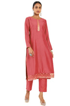 Soch Women Solid Red Chanderi Kurta Set (8907175370544_Red_Xl)