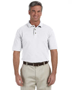 Mens 6 oz Ringspun cotton Piqu Short-Sleeve Polo - WHITE - 5XL(D0102H7NJBX)