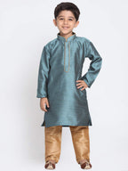 Jbn Creation Boys Full Sleeve Silk Blend Kurta Pyjama Set With Mandarin Collar - Perfect For Festivals, Rakshabandhan And Speci