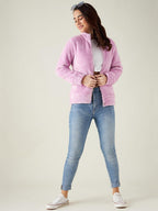 Modeve Women Solid Full Sleeve Jacket For Winter Lavender Jacket For Winter