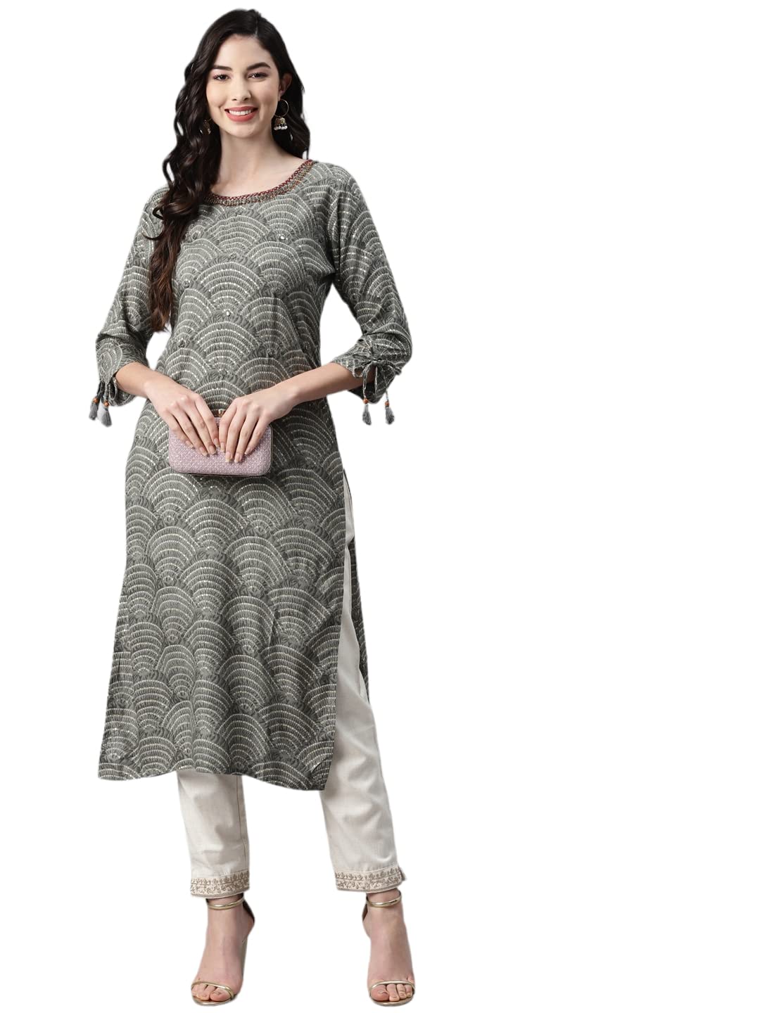 Aarika WomenS Grey Color Printed Bandhani Kurti (Jn_Kurti-1737-Grey-44)