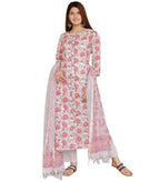 ANNI DESIGNER Womens Cotton Blend Straight Printed Kurta with Pant & Dupatta (VINKI White_M_White_Medium)