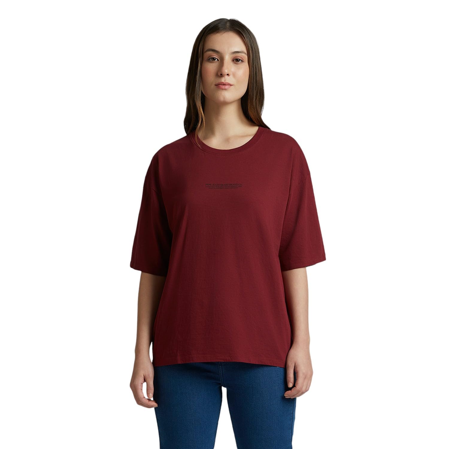 Pepe Jeans WomenS Oversized Fit T-Shirt (Pl506096_Burnt Red