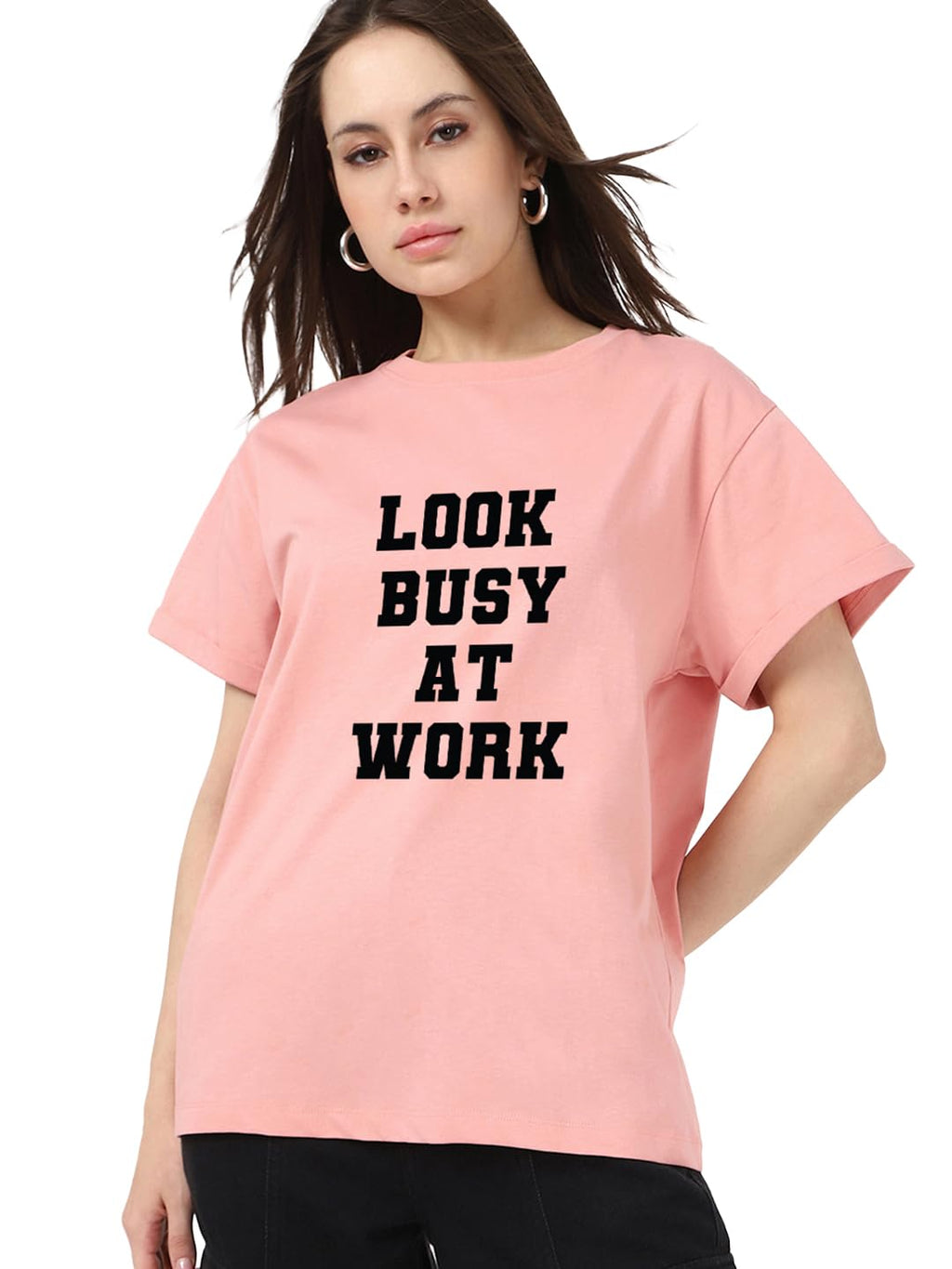 Bewakoof Womens Typography Boyfriend Fit Half Sleeve Round Neck Pure Cotton T-Shirt_685183_Pink_XS