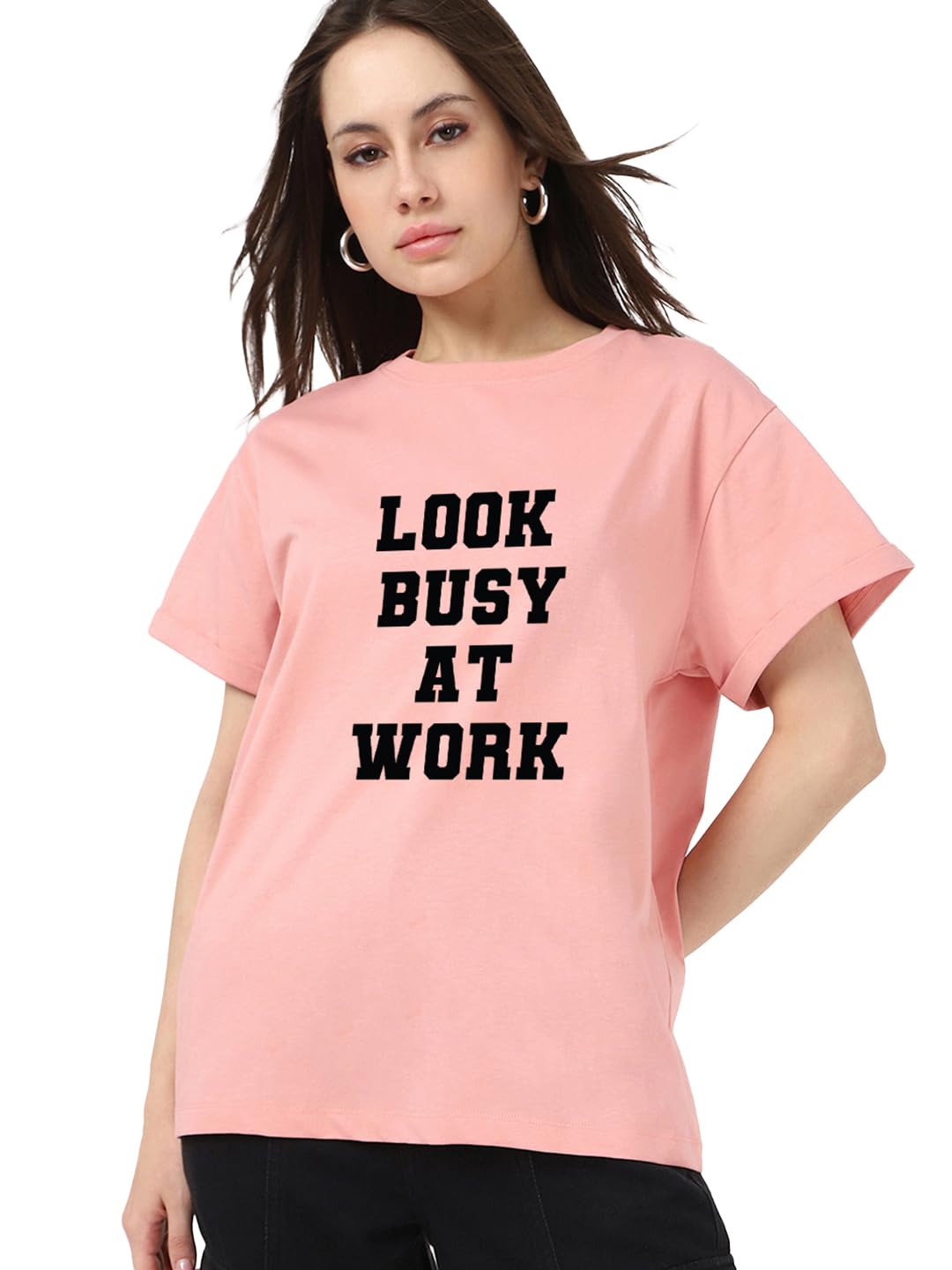 Bewakoof Womens Typography Boyfriend Fit Half Sleeve Round Neck Pure Cotton T-Shirt_685183_Pink_XS