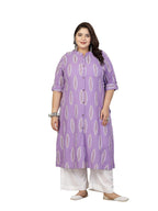Stylum Plus Size Women Block Printed Rayon A-Line Kurta (Nomipurpleplus48_Purple, 4Xl)