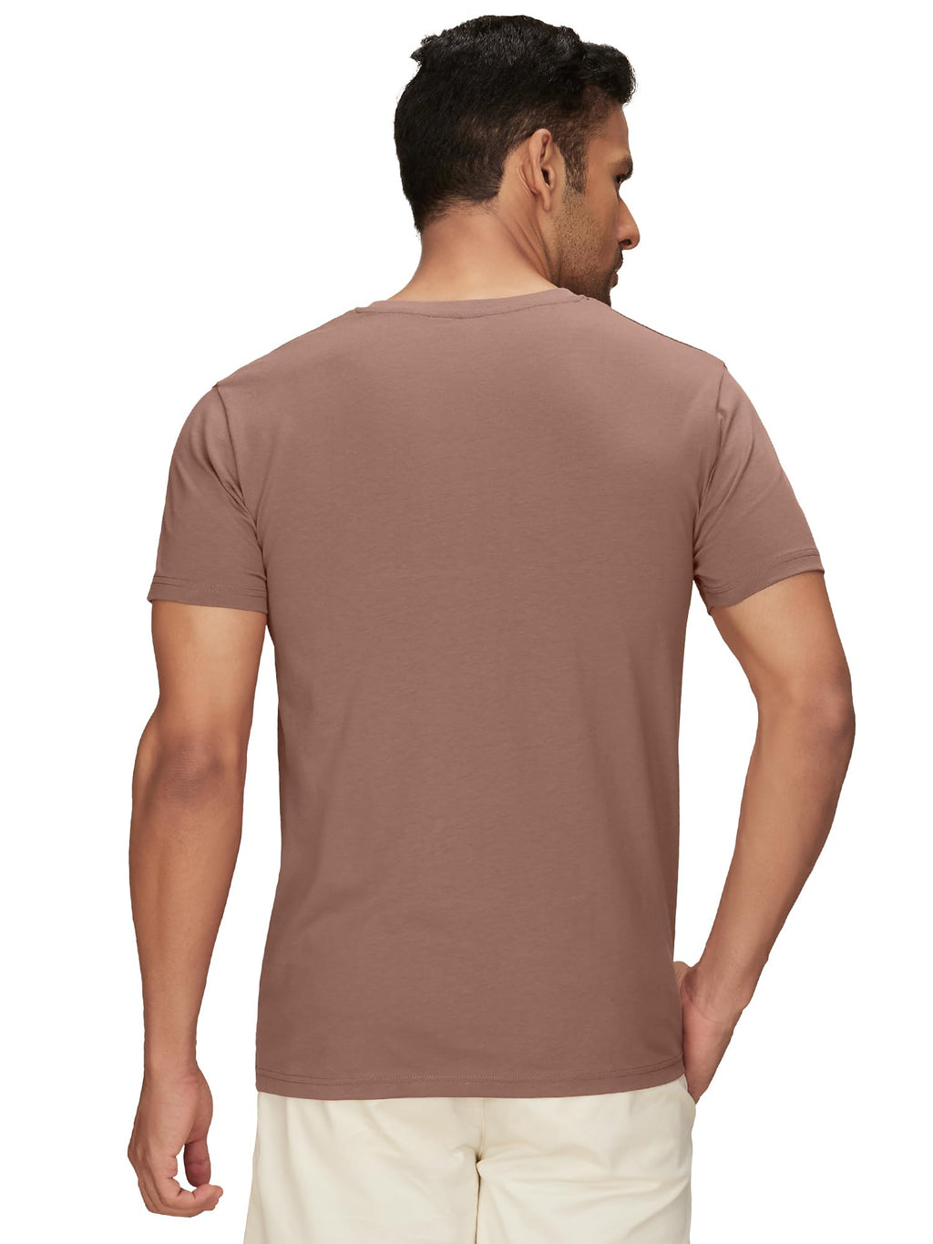 XYXX Mens Solid Regular Fit T-Shirt (XY_CR15_Tshirt_2_Pine Green+Brown Latte
