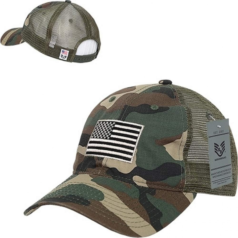 Ripstop Trucker Cap, USA Flag, Woodland