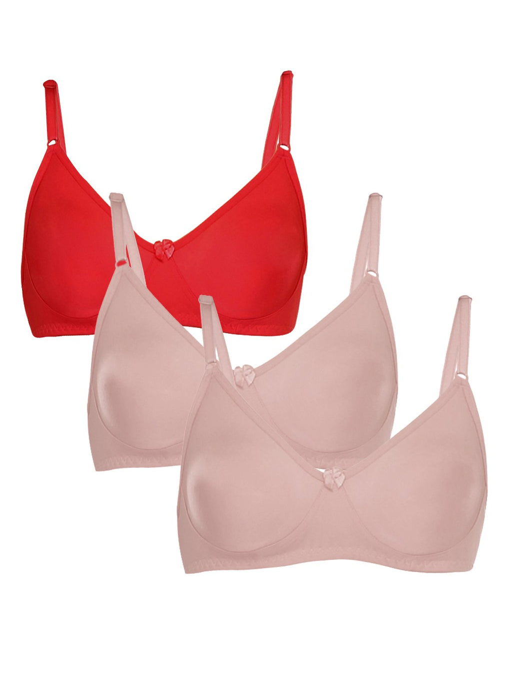 Clovia Womens Pack of 3 Cotton Rich Non-Padded Wirefree T-Shirt Bra in Multicolor (COMBRC025_Multi-Coloured_32B)