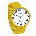 Blekon Collections New Super Large Face Stretch Band Japanese Movement PC21J Fashion Watch (Yellow)