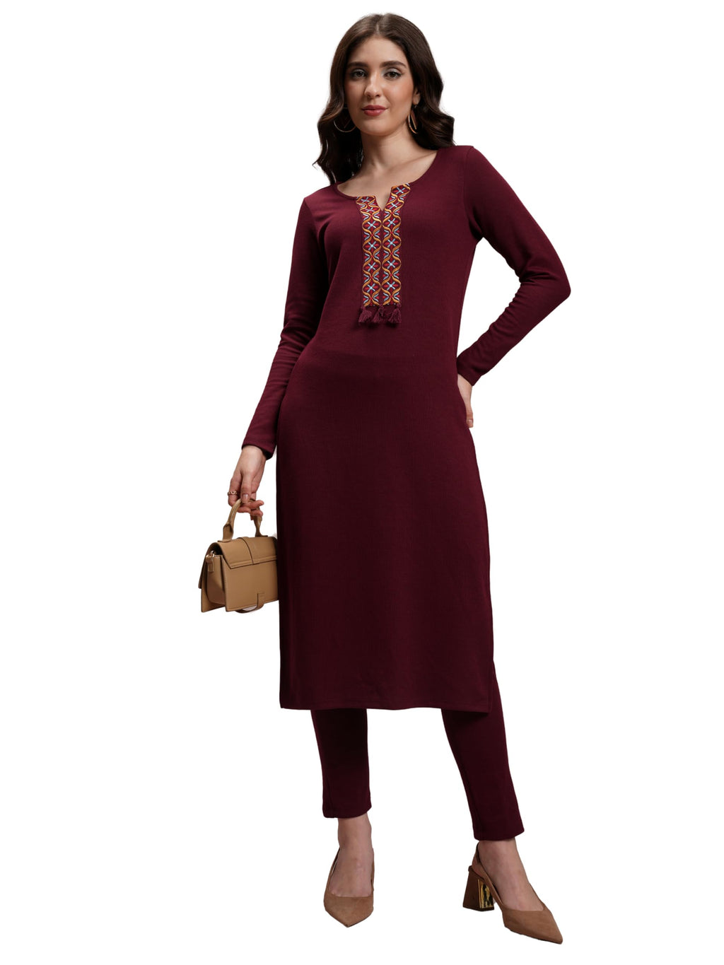 Ketch WomenS Polyester Blend Regular Fit Kurta (Khku000533_Rumba Red