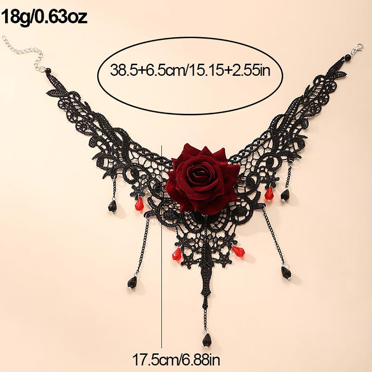 Palotay Black Gothic Choker Necklace Vampire Lace Choker for Women Halloween Lace Choker Necklaces Black Gothic Necklace with Cr