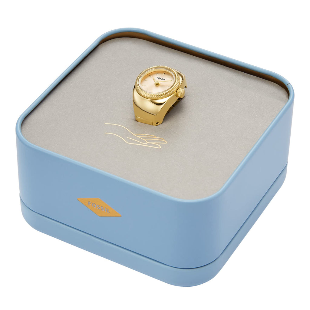 Fossil Women's Quartz Stainless Steel Two-Hand Watch Ring, Color: Gold (Model: ES5246)