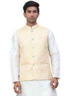 Jompers Mens Embossed Silk Blend Nehru Jacket