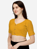 Pujia Mills WomenS Cotton Chikankari Embroidery Work Readymade Saree Blouse Readymade Puff Sleeve For Women V Neck Fancy Blouse