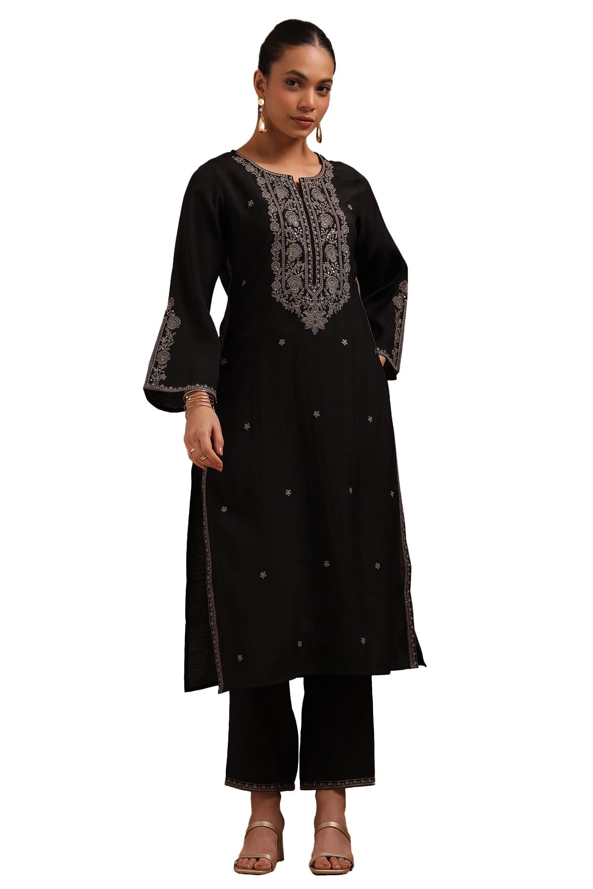 Soch Women Dola Silk Embroidered Kurta Set with Thread Work