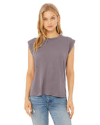 Ladies Flowy Muscle T-Shirt with Rolled cuff - DARK gRY HEATHER - S(D0102H7WH3J)
