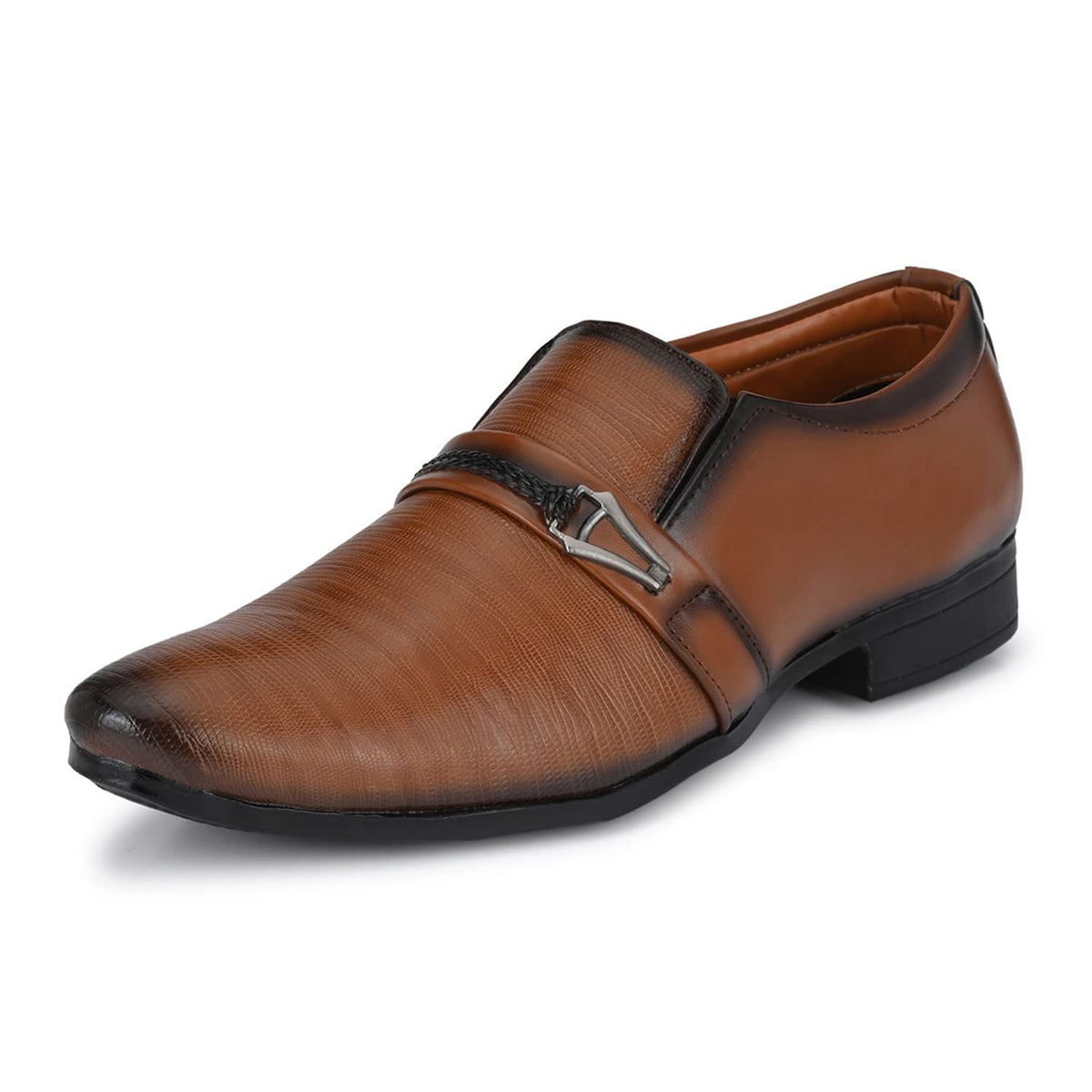 JOHN KARSUN Tan Synthetic Leather Men Formal Slip On Shoes  6 UK 6