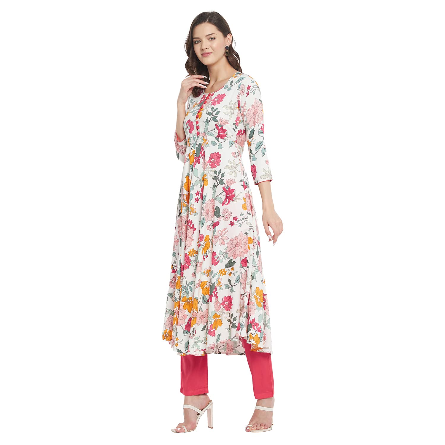 Tissu WomenS Rayon Multicolor Printed A-Line Kurta