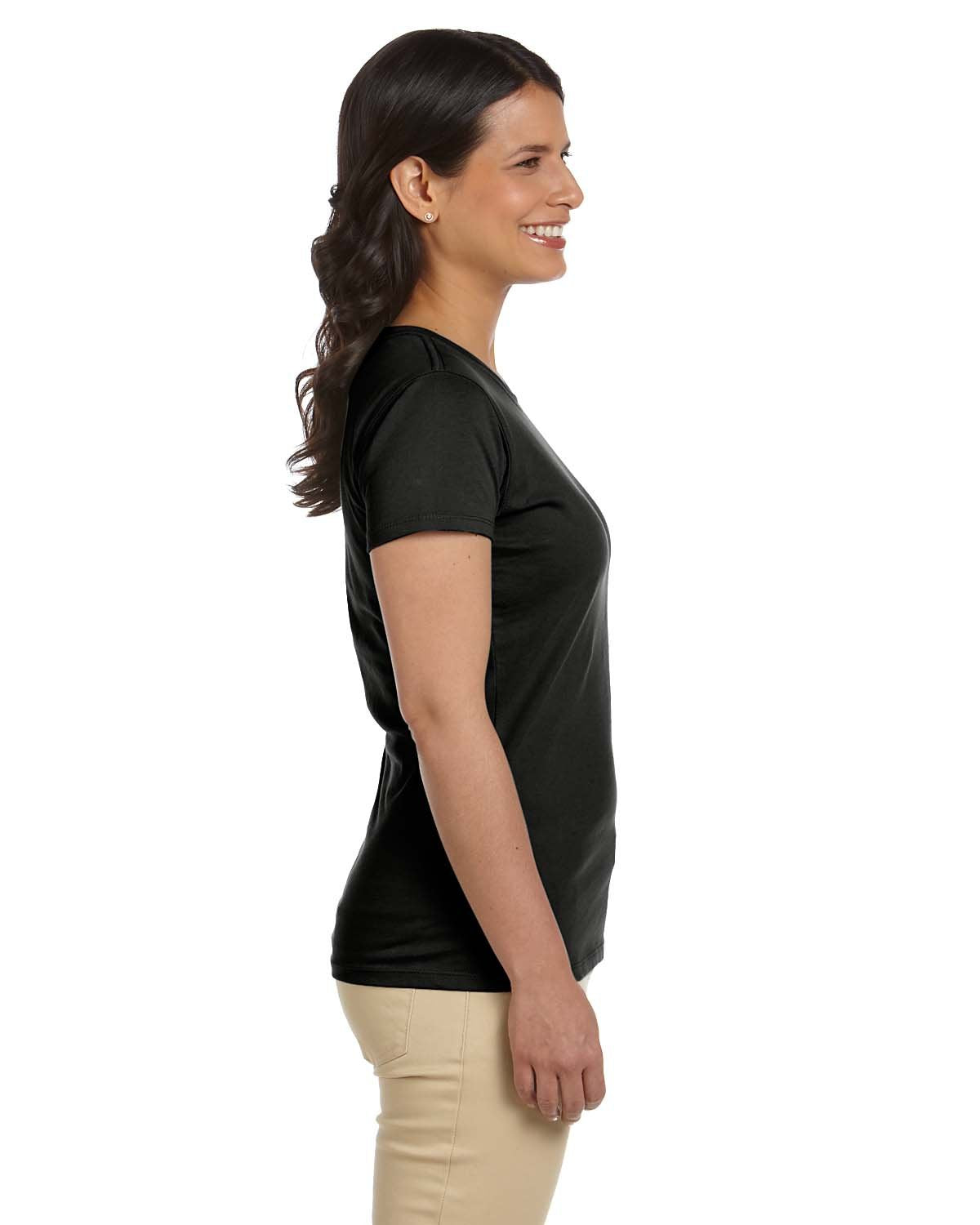 Ladies 44 oz 100% Organic cotton classic Short-Sleeve T-Shirt - BLAcK - S(D0102H7ZQ6J)
