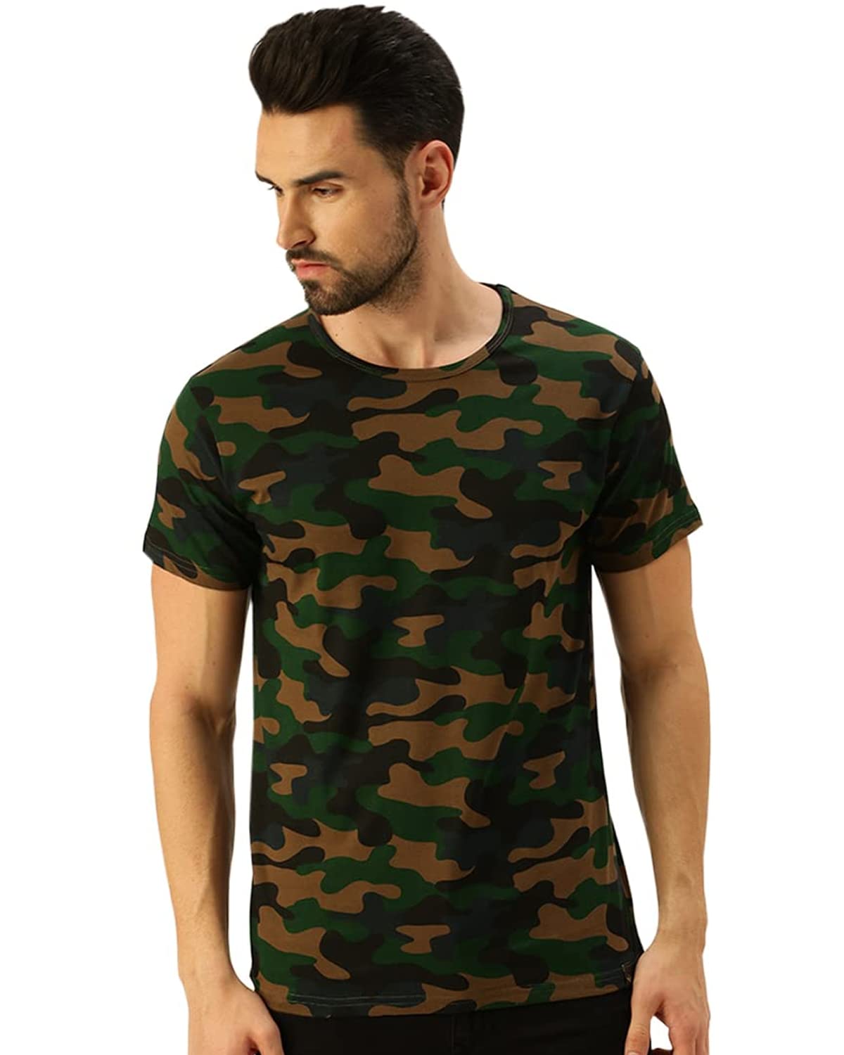 Veirdo Men's Cotton Camouflage Printed Short Sleeve T-Shirt