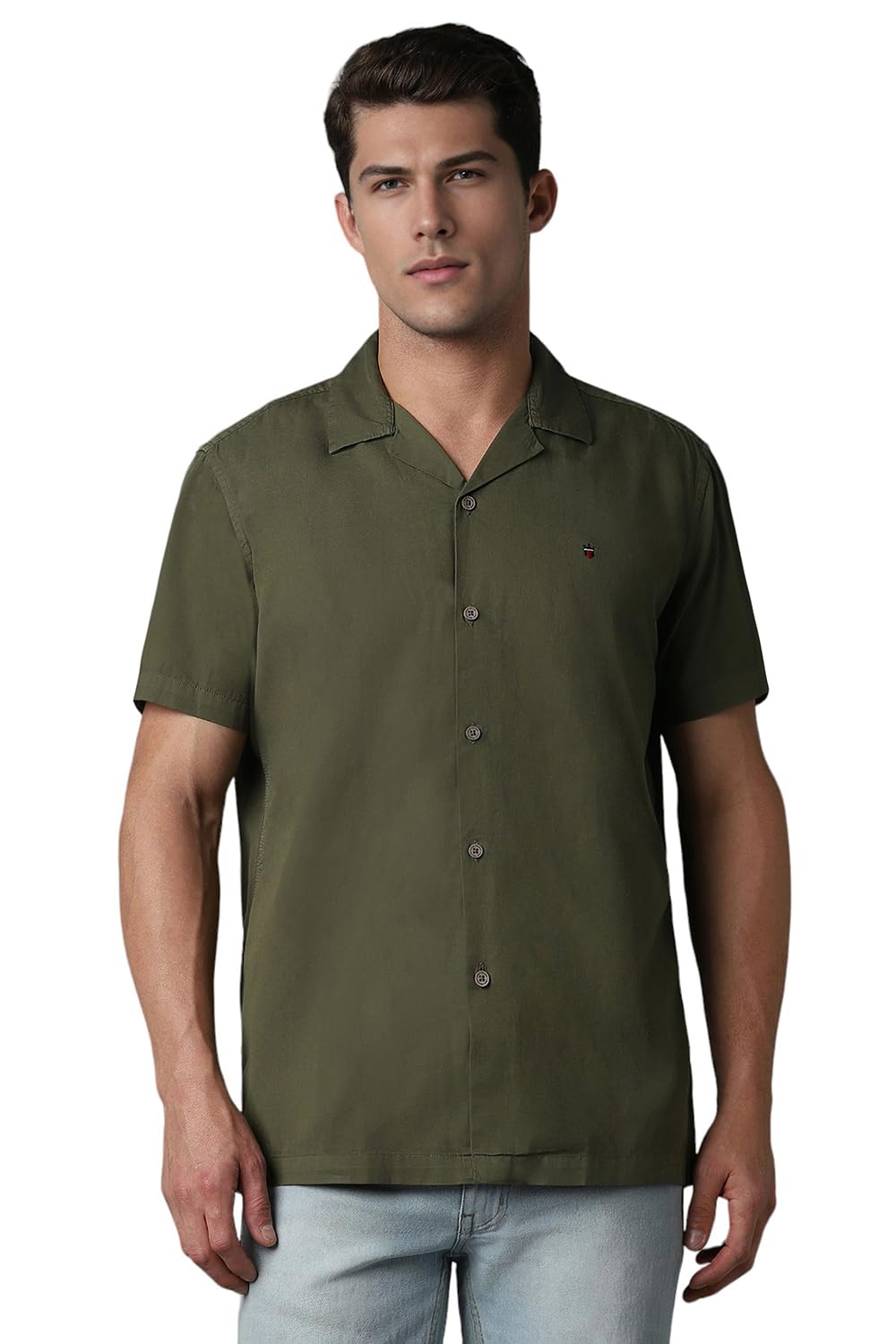 Louis Philippe Men White Slim Solid Half Sleeves Casual Shirt