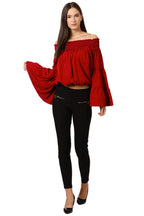 OOMPH! Off Shoulder Tops for Women, Red - mt225
