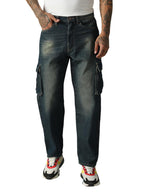 Hubberholme Men Washed Cotton Relaxed Fit Mid- Rise Jeans 16 Blue