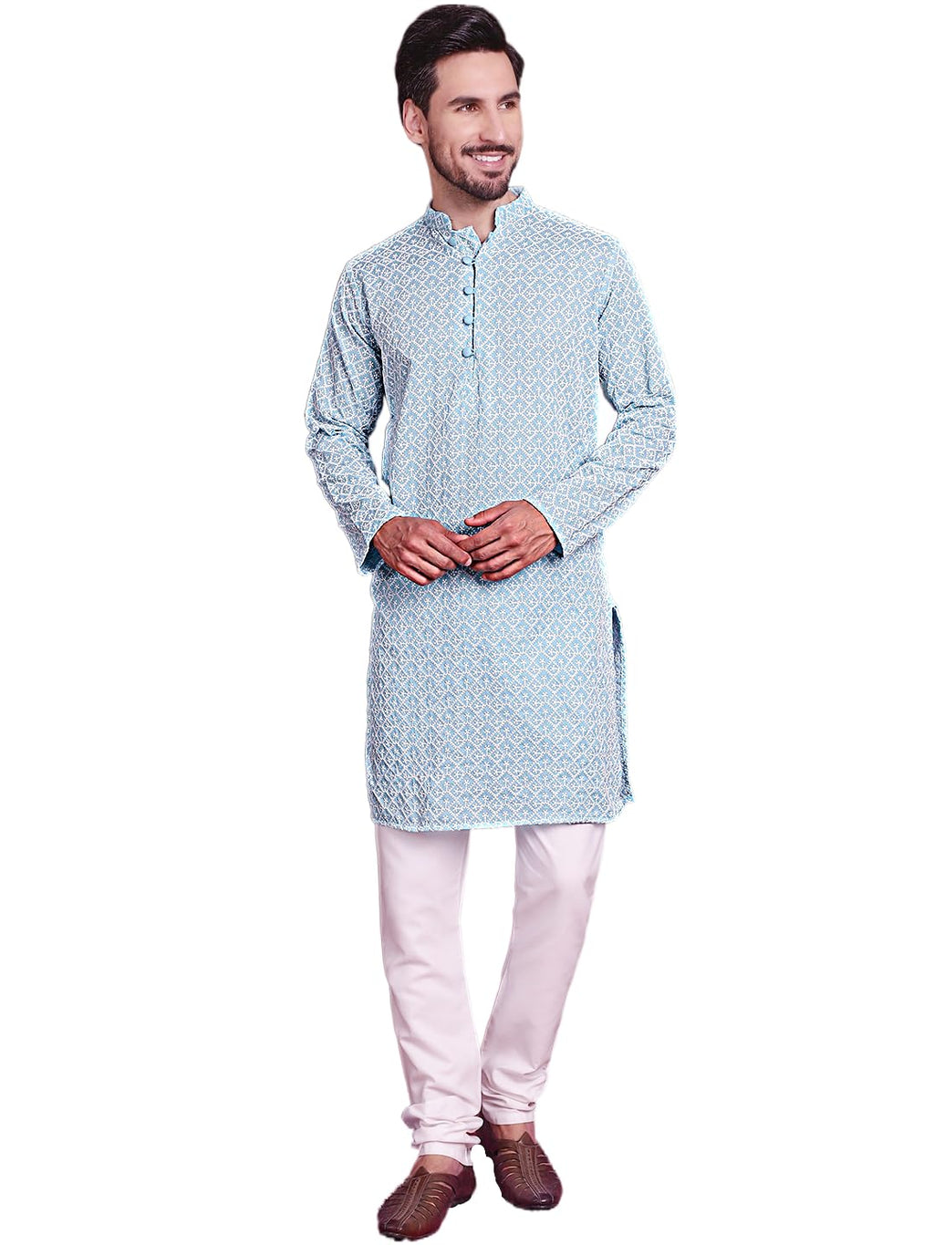 Jompers Mens & Embroidered Straight Kurta Pyjama Set