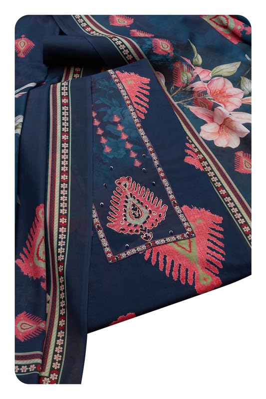 Soch Women Cotton Blend Abstract Unstitch Dress Material with Sequins