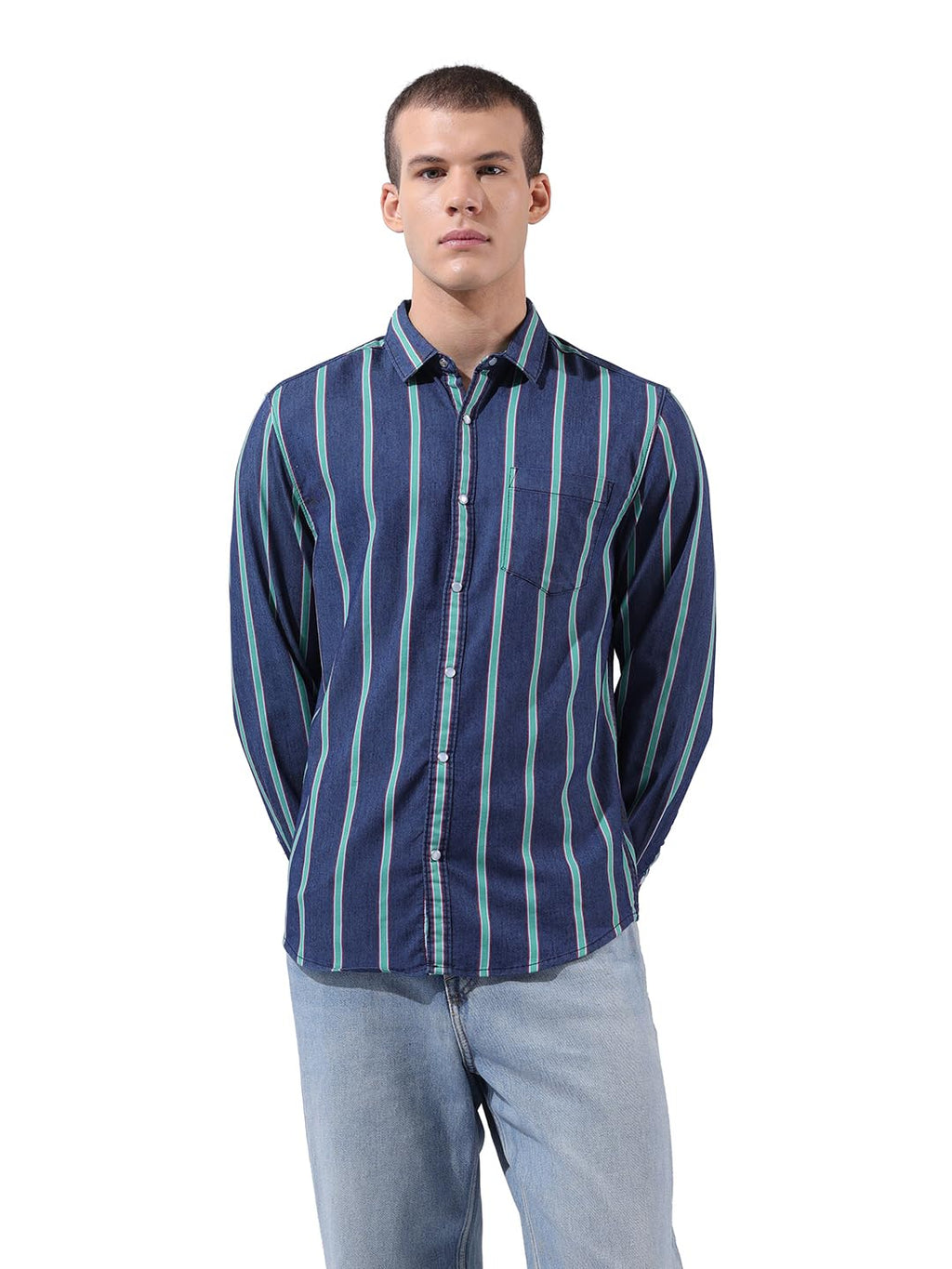 The Indian Garage Co Mens Slim Fit Striped Shirt