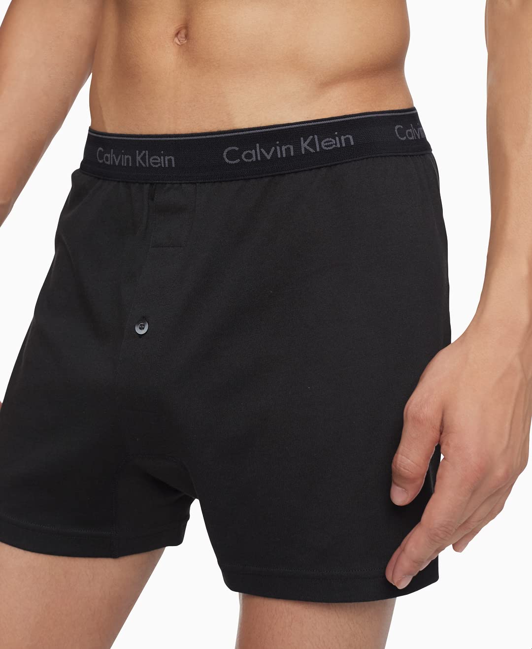 Calvin Klein Men's Cotton Classics 3-Pack Knit Boxer, 3 Black, Small