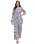 ANNI DESIGNER Womens Cotton Blend Printed Ethnic Co-ord Set (Yojata Grey_S_Grey_Small)