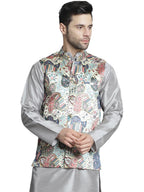Jompers Mens Printed With Zari Work Nehru Jacket