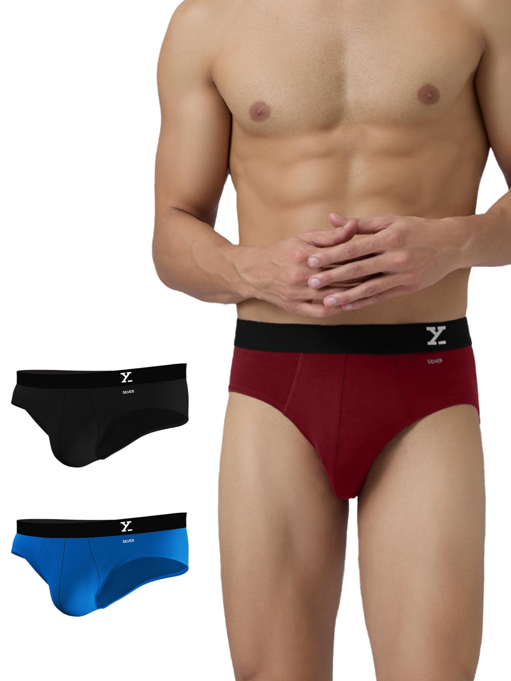 XYXX Mens Aero Silver Cotton Underwear for Men, Anti-Odour Silver Tech, Lasting Freshness, Moisture Absorbent Pack of 3 (XXL; Bl
