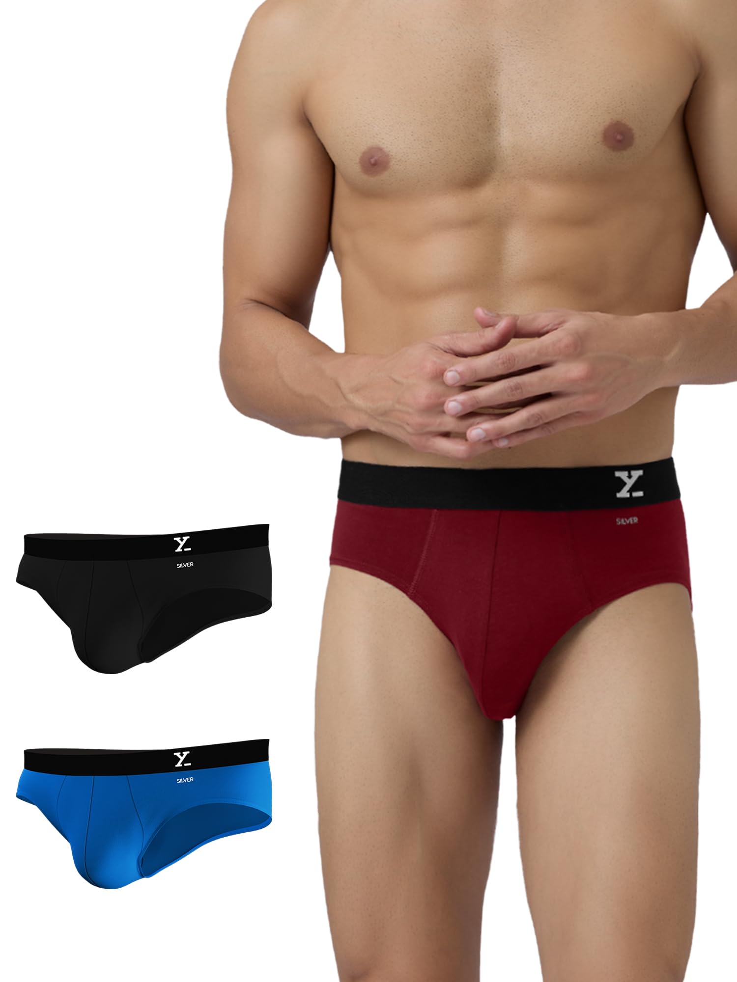 XYXX Mens Aero Silver Cotton Underwear for Men, Anti-Odour Silver Tech, Lasting Freshness, Moisture Absorbent Pack of 3 (XXL; Bl