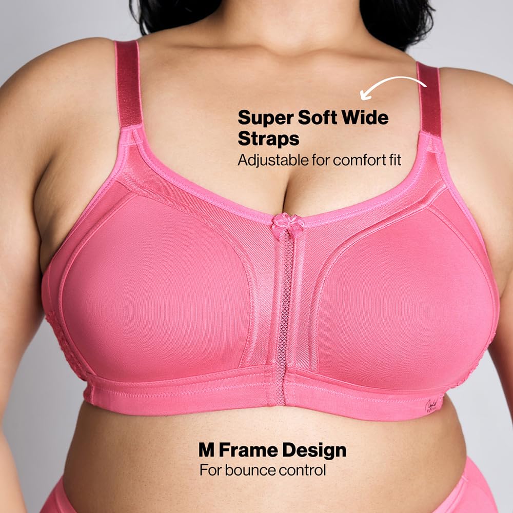 NYKD (NYB101 Cotton Non Padded & Non Wired Everyday Bra for Women | M-Frame Structure for Bounce Control with Full Coverage & Su