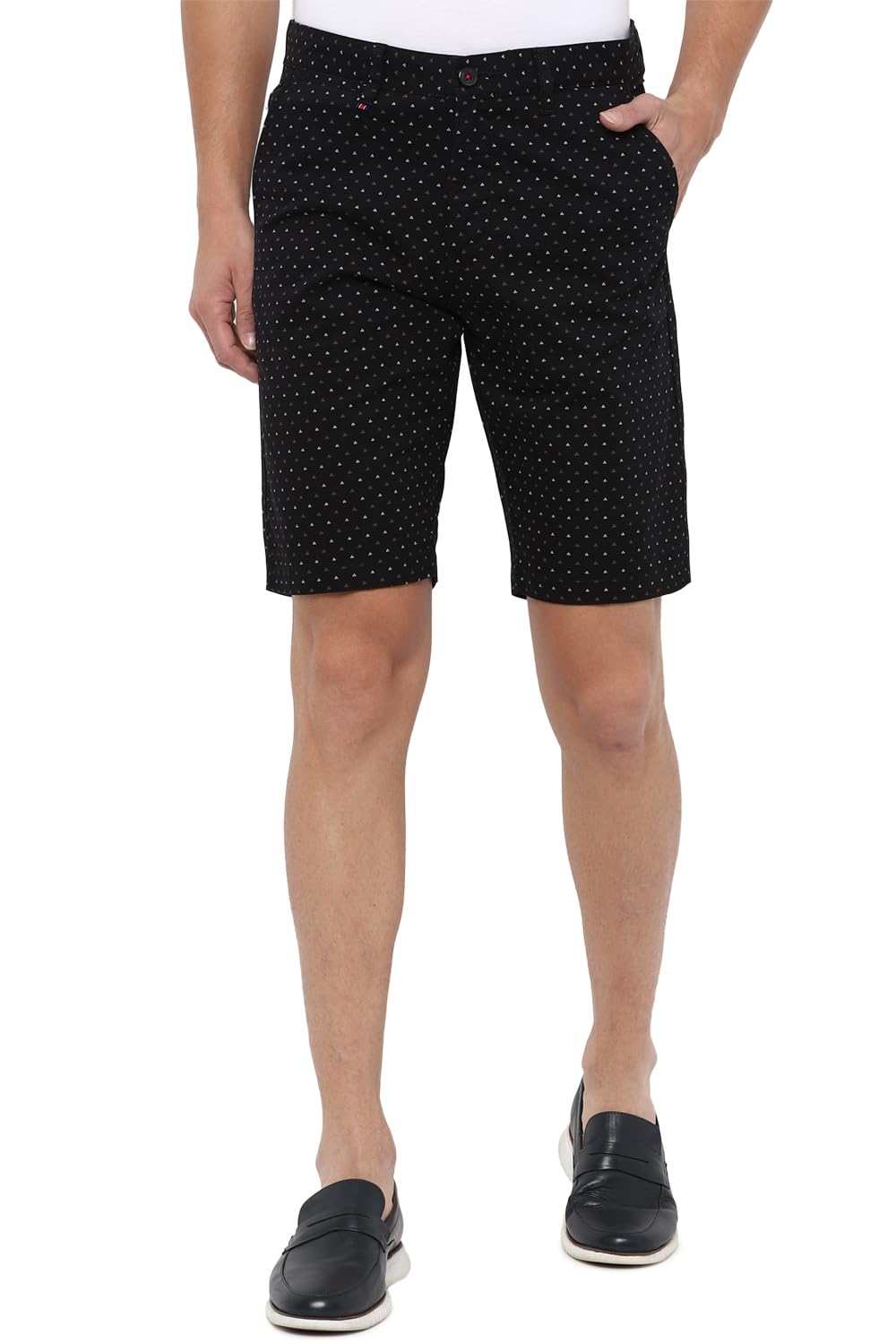 Louis Philippe Men Black Print Slim Fit Shorts